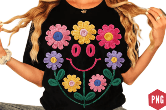 Download Faux Yarn Retro Smiley Face Floral PNG D - Premium Bundle