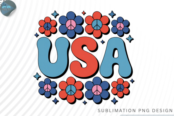 Download Retro USA Peace Flowers PNG - Premium Bundle