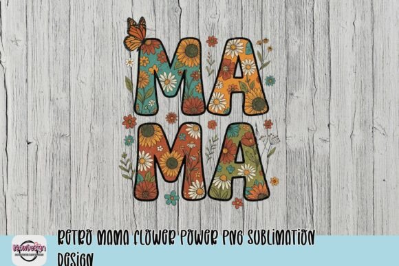 Download Retro Mama Flower Power PNG Sublimation Design - Premium Resources